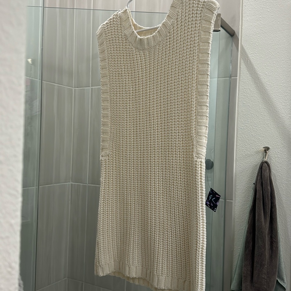 Nasty gal, long cream knitted sweater vest